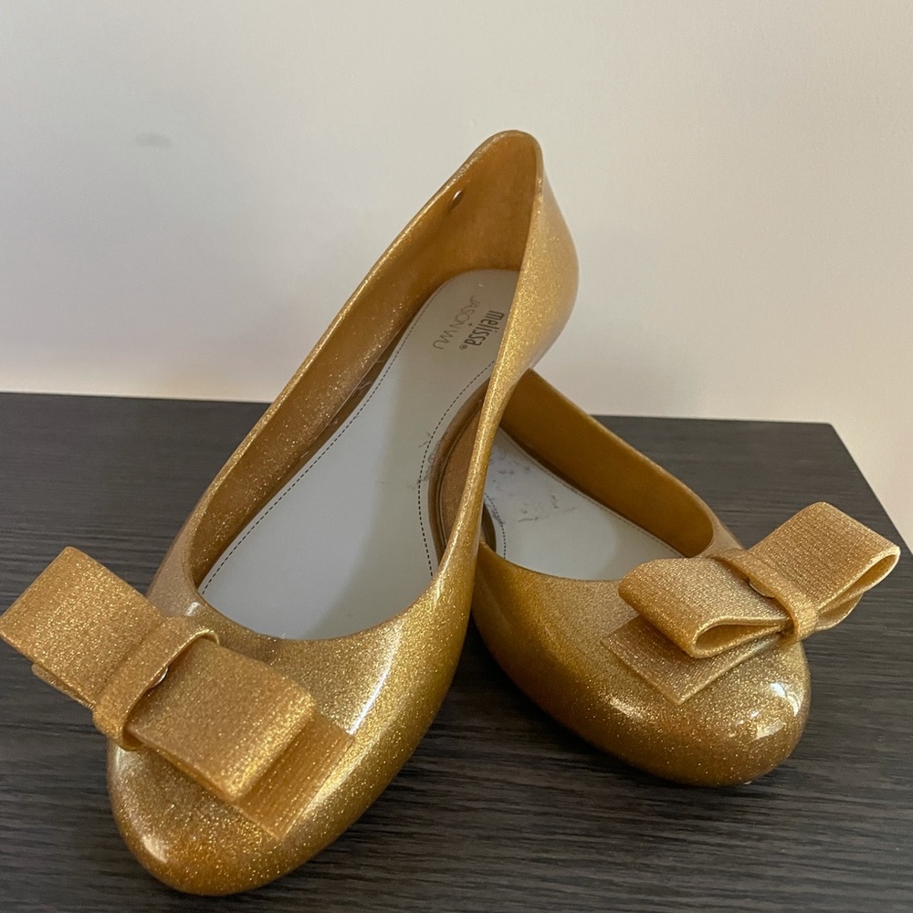 NWOT Mini Melissa + Jason Wu Yellow Glitter Jelly Shoes